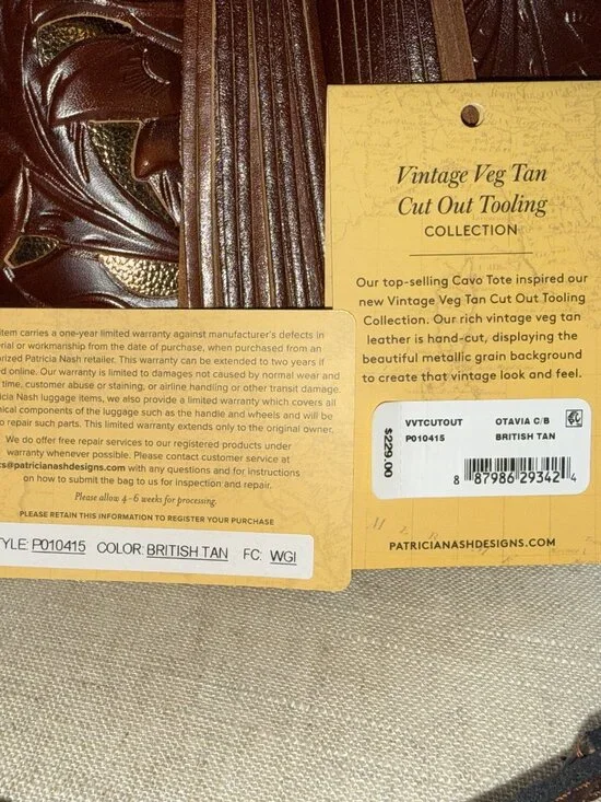 Patricia Nash Cavo Italian Leather Hobo Style Tote/Handbag - Picture 5 of 14